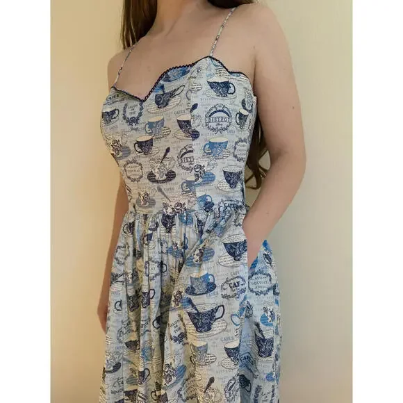 Vintage Blue and White French Bistro Dress - Picture 2 of 10